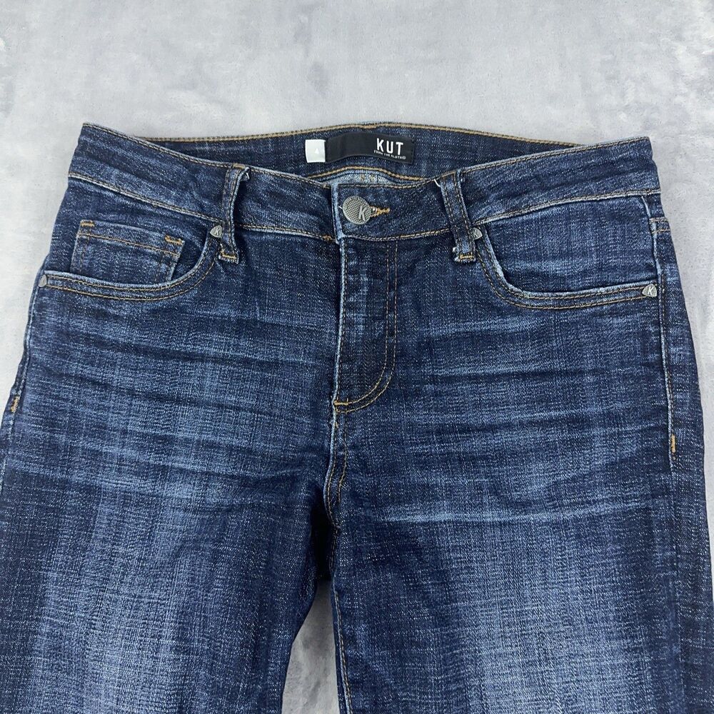KUT From The Kloth Amy Crop Straight Leg Jeans Womens Size 4 Mid Rise Dark Wash - Picture 3 of 9